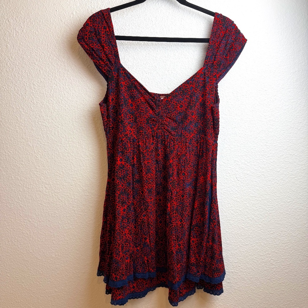 Free People Red and Navy Dress Size L